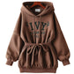 IVA Chocolate Brown Hoodie with Cloth Waist Belt