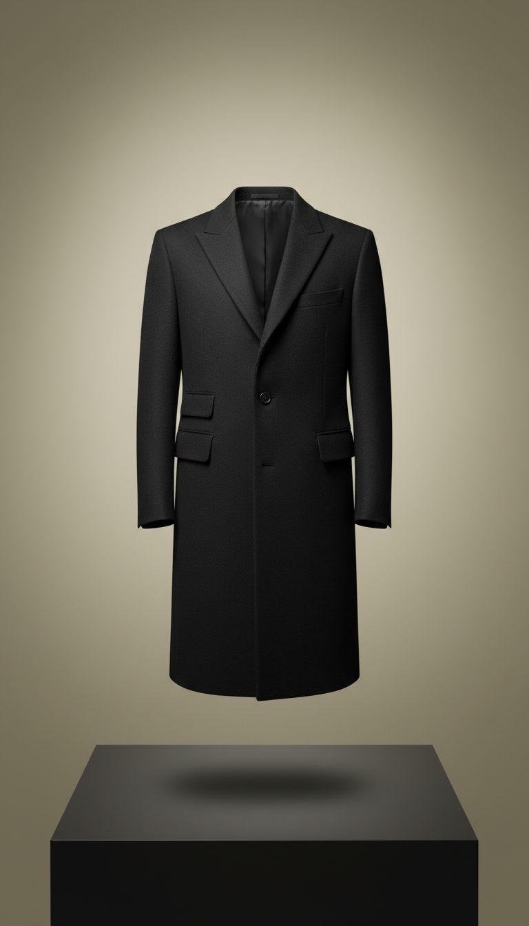 Onyx black tailored overcoat