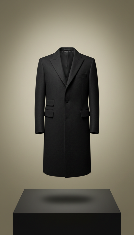 Onyx black tailored overcoat